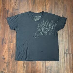 Y2K Skater Ezekiel V Neck Graphic T Shirt Mens XL Black 2000s Grunge Emo